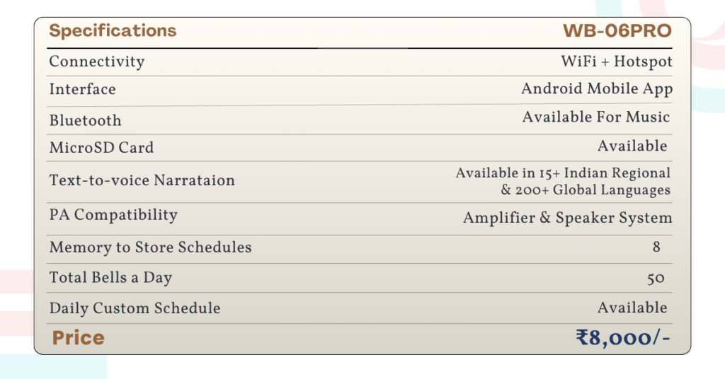 The automatic school bell timer supports timer bell for school, school period bell, and automatic ring bell features.